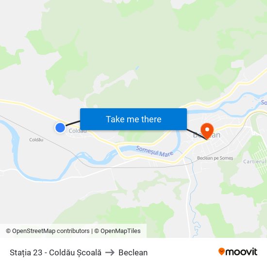 Stația 23 - Coldău Școală to Beclean map