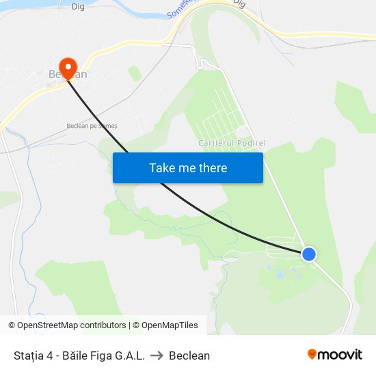 Stația 4 - Băile Figa G.A.L. to Beclean map