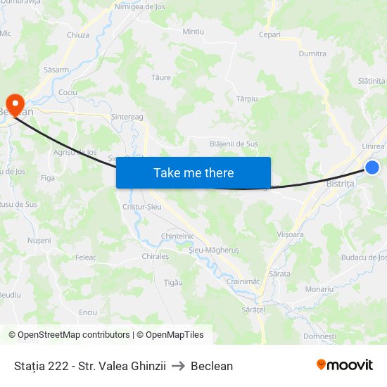 Stația 222 - Str. Valea Ghinzii to Beclean map
