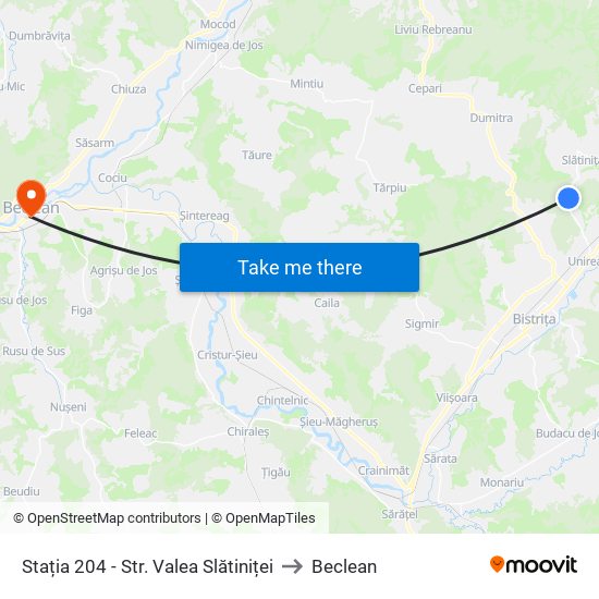 Stația 204 - Str. Valea Slătiniței to Beclean map