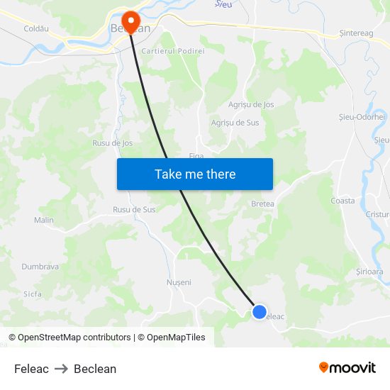 Feleac to Beclean map