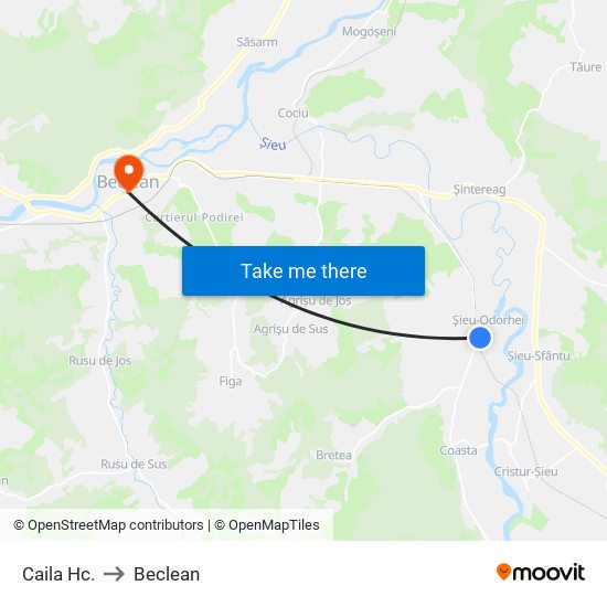 Caila Hc. to Beclean map
