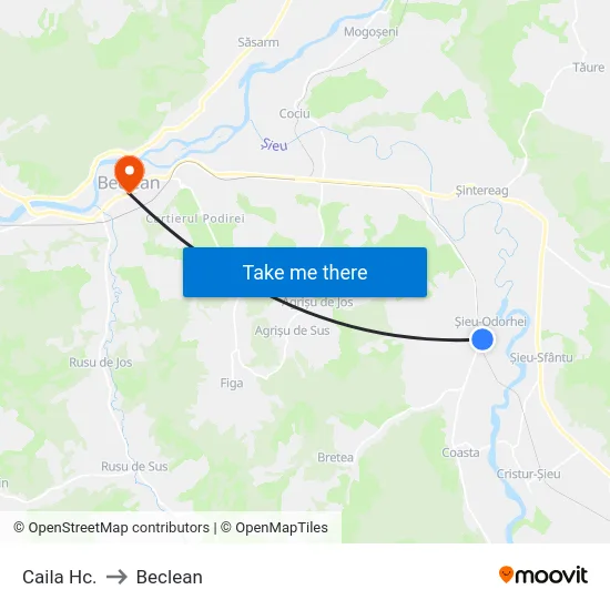 Caila Hc. to Beclean map