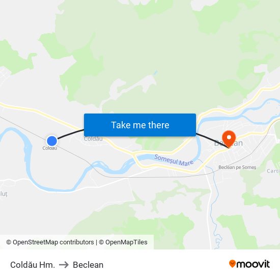 Coldău Hm. to Beclean map