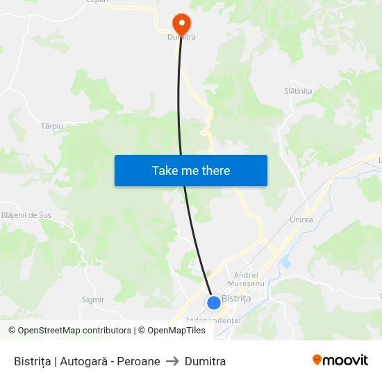 Bistrița | Autogară - Peroane to Dumitra map