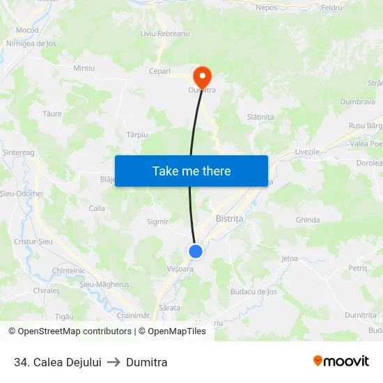 34. Calea Dejului to Dumitra map