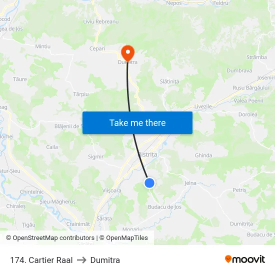 174. Cartier Raal to Dumitra map