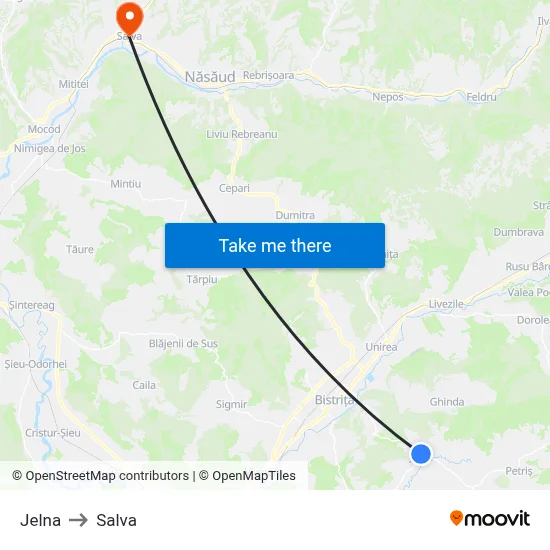 Jelna to Salva map