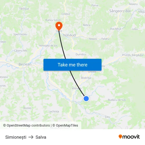 Simionești to Salva map