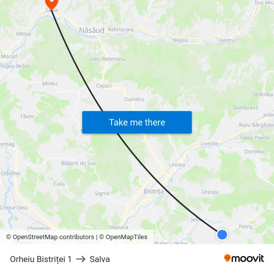 Orheiu Bistriței 1 to Salva map