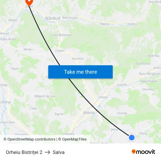 Orheiu Bistriței 2 to Salva map