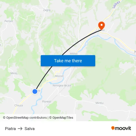 Piatra to Salva map