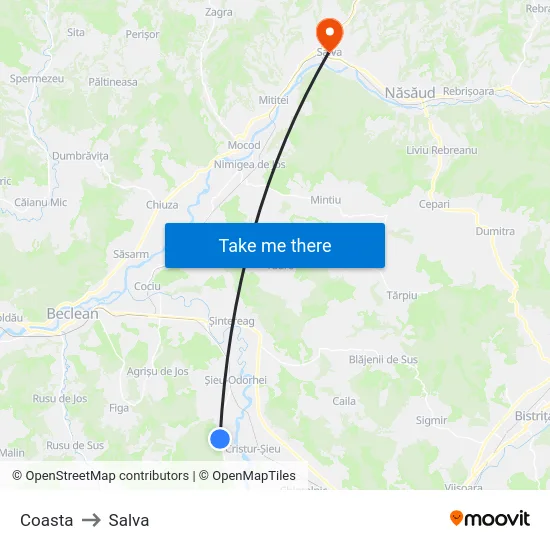 Coasta to Salva map