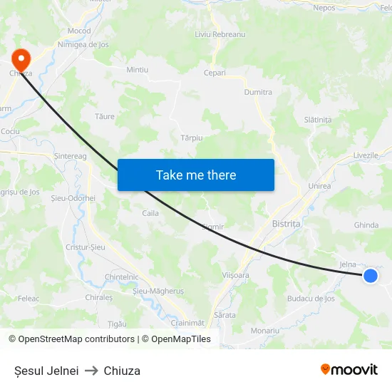 Șesul Jelnei to Chiuza map