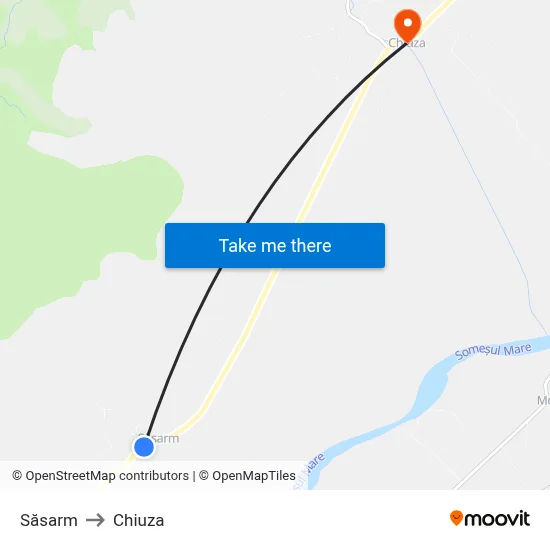 Săsarm to Chiuza map