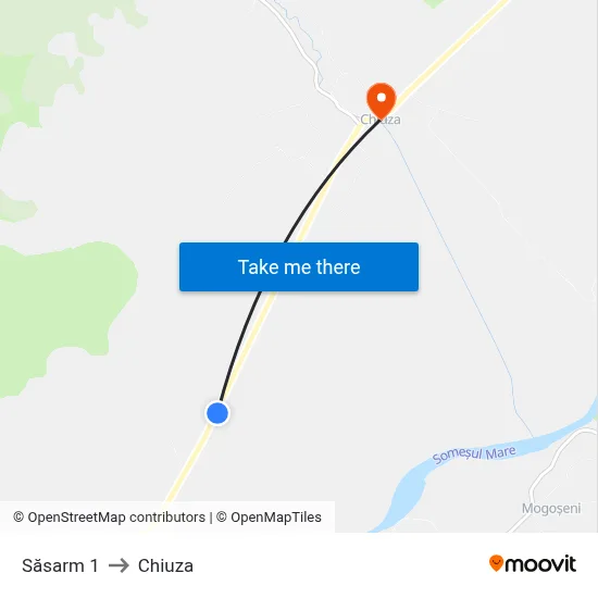 Săsarm 1 to Chiuza map