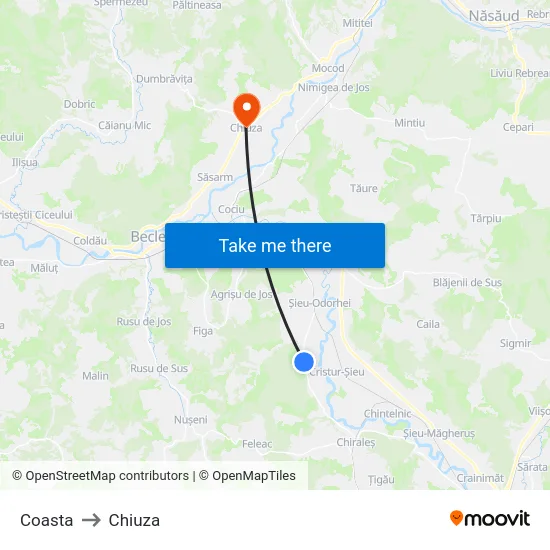 Coasta to Chiuza map