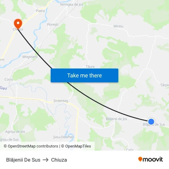 Blăjenii De Sus to Chiuza map