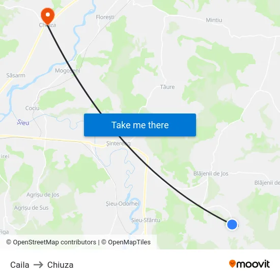Caila to Chiuza map