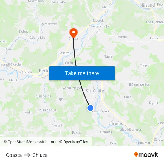 Coasta to Chiuza map