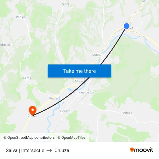 Salva | Intersecție to Chiuza map