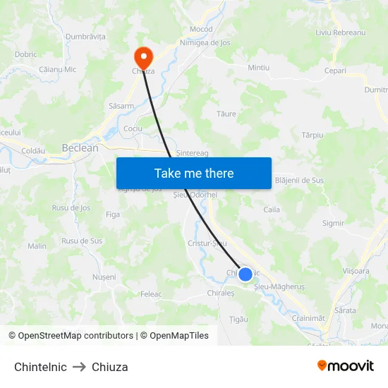 Chintelnic to Chiuza map