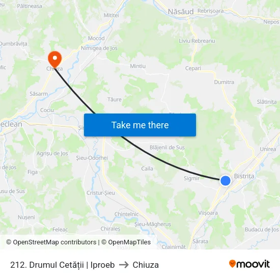 212. Drumul Cetății | Iproeb to Chiuza map