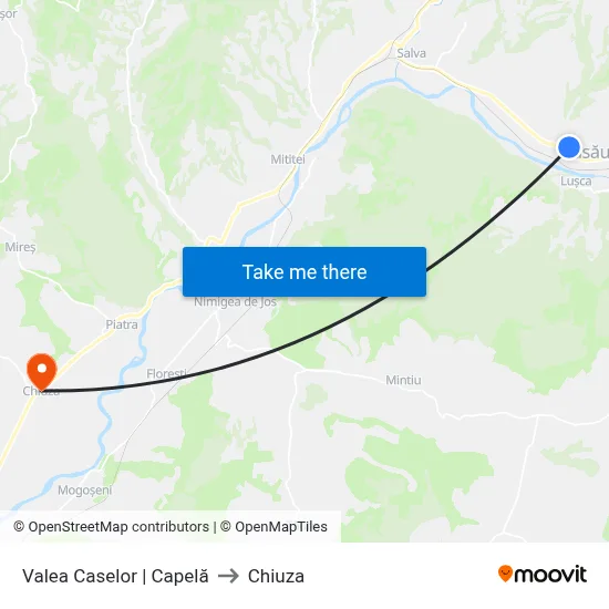Valea Caselor | Capelă to Chiuza map
