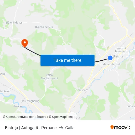 Bistrița | Autogară - Peroane to Caila map