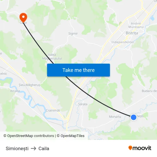 Simionești to Caila map