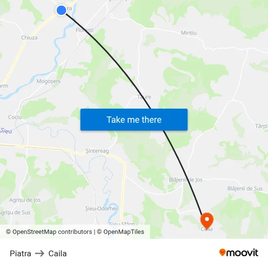 Piatra to Caila map