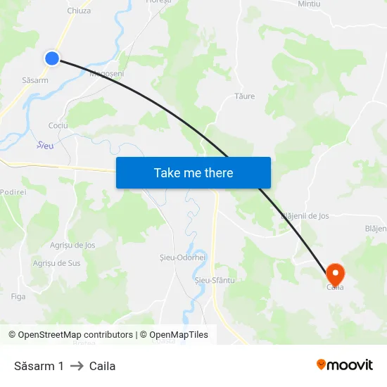 Săsarm 1 to Caila map