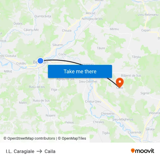 I.L. Caragiale to Caila map