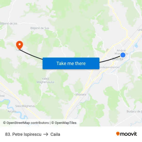 83. Petre Ispirescu to Caila map