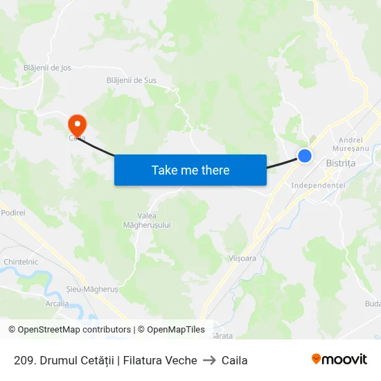 209. Drumul Cetății | Filatura Veche to Caila map