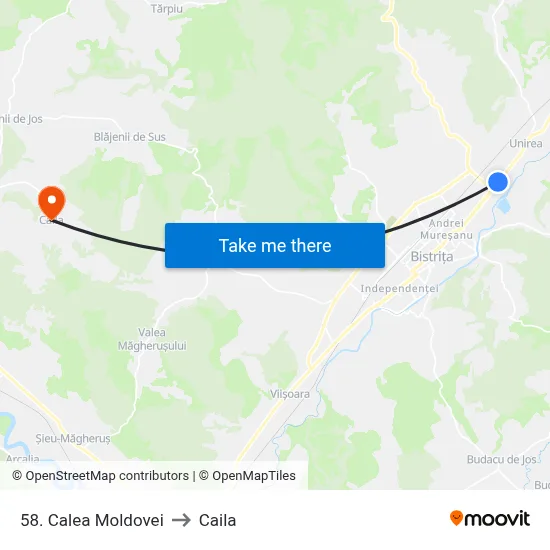 58. Calea Moldovei to Caila map