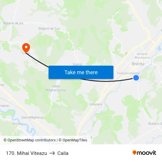 170. Mihai Viteazu to Caila map