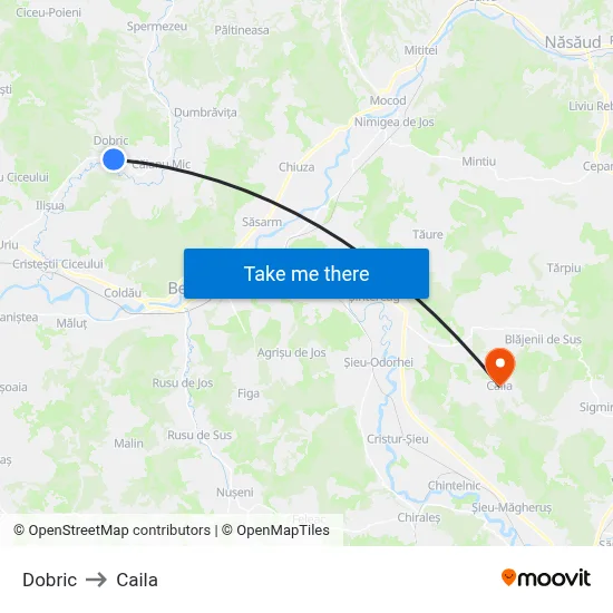 Dobric to Caila map
