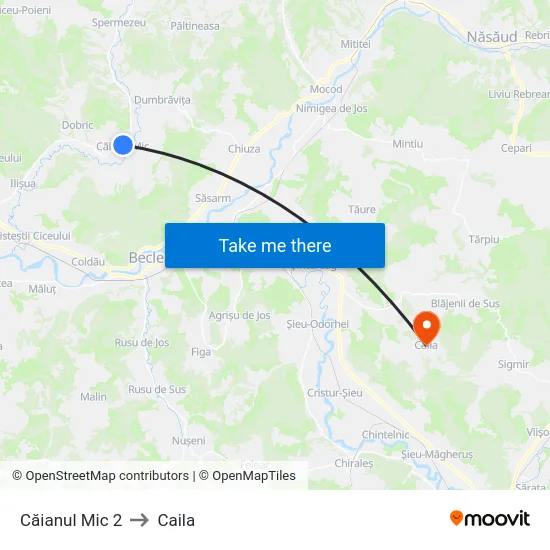 Căianul Mic 2 to Caila map