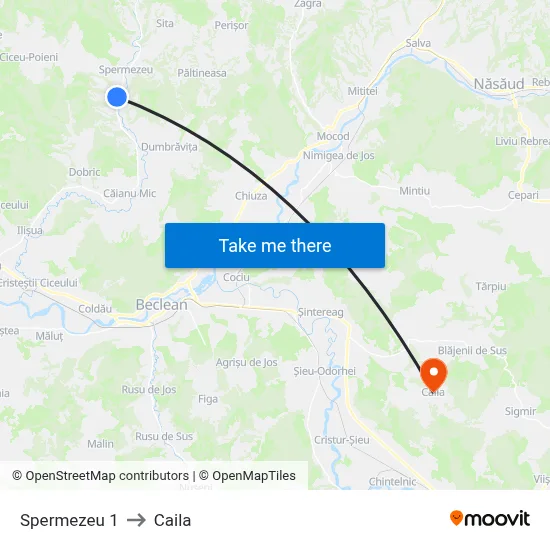 Spermezeu 1 to Caila map