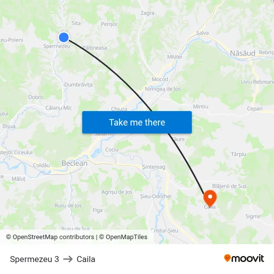 Spermezeu 3 to Caila map