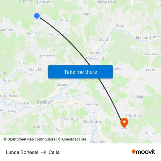 Lunca Borlesei to Caila map