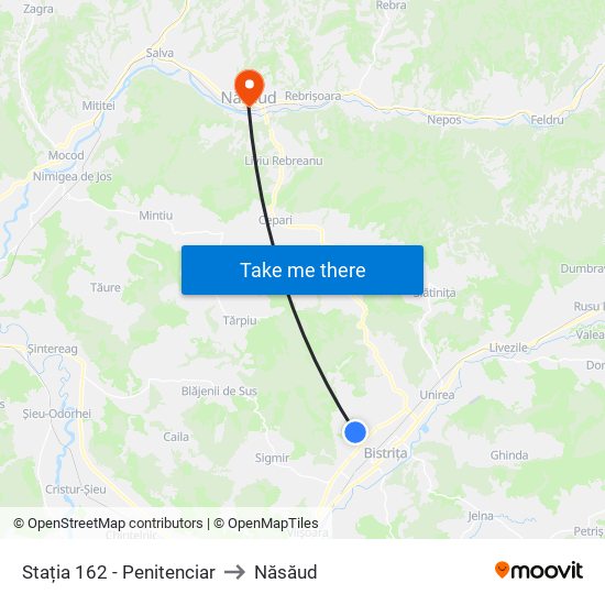 Stația 162 - Str. Tărpiului | Penitenciar to Năsăud map
