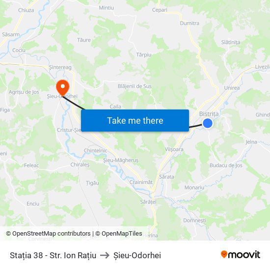 Stația 38 - Str. Ion Rațiu to Șieu-Odorhei map