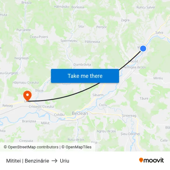 Mititei | Benzinărie to Uriu map