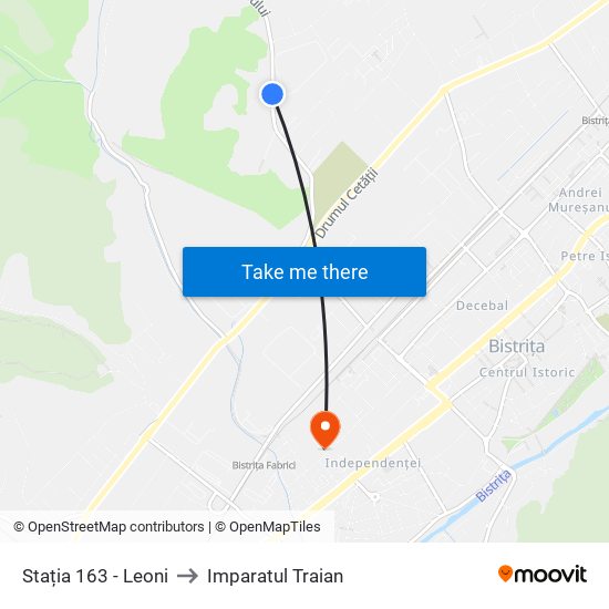 Stația 163 - Str. Tărpiului | Leoni to Imparatul Traian map