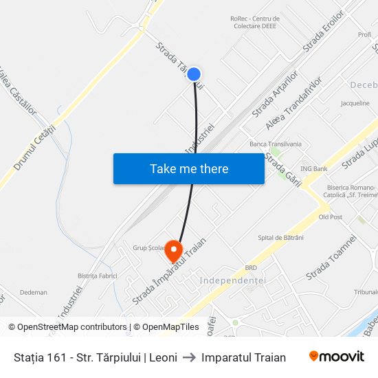 Stația 161 - Str. Tărpiului | Leoni to Imparatul Traian map