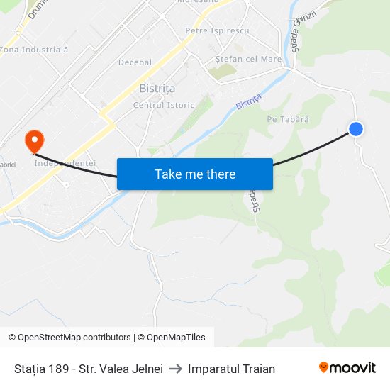 Stația 189 - Str. Valea Jelnei to Imparatul Traian map