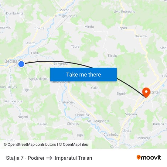 Stația 7 - Podirei to Imparatul Traian map