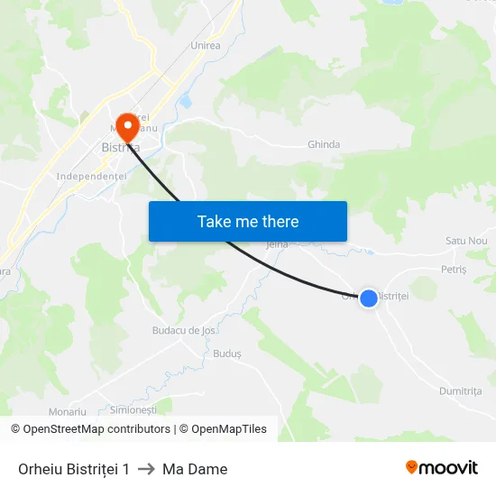 Orheiu Bistriței 1 to Ma Dame map